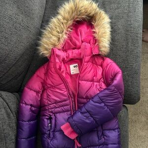 SO Pink and Purple Ombre Puffer Jacket